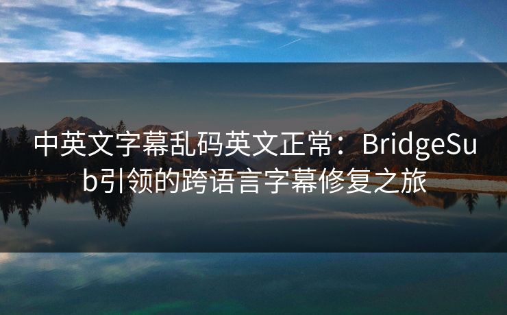 中英文字幕乱码英文正常：BridgeSub引领的跨语言字幕修复之旅
