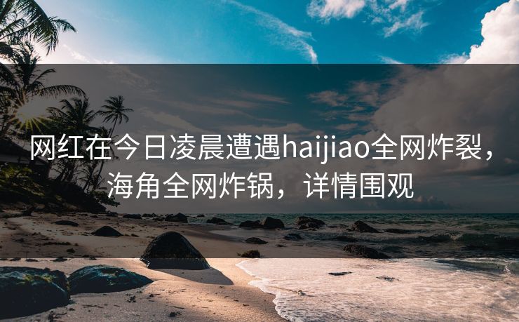 网红在今日凌晨遭遇haijiao全网炸裂，海角全网炸锅，详情围观