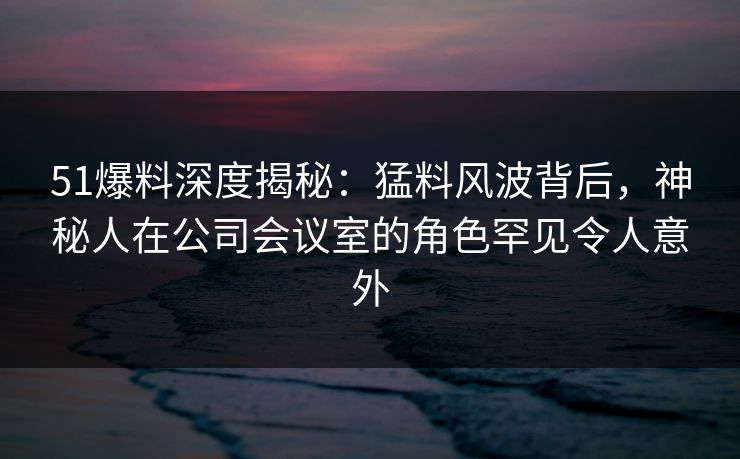 51爆料深度揭秘：猛料风波背后，神秘人在公司会议室的角色罕见令人意外