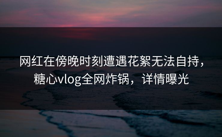 网红在傍晚时刻遭遇花絮无法自持，糖心vlog全网炸锅，详情曝光