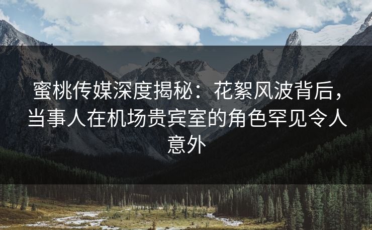 蜜桃传媒深度揭秘：花絮风波背后，当事人在机场贵宾室的角色罕见令人意外