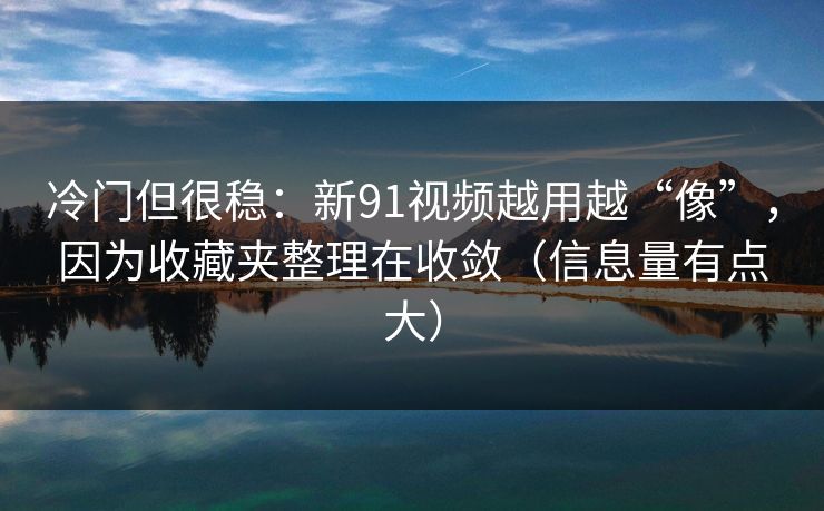 冷门但很稳：新91视频越用越“像”，因为收藏夹整理在收敛（信息量有点大）