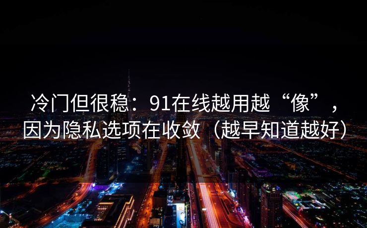 冷门但很稳：91在线越用越“像”，因为隐私选项在收敛（越早知道越好）