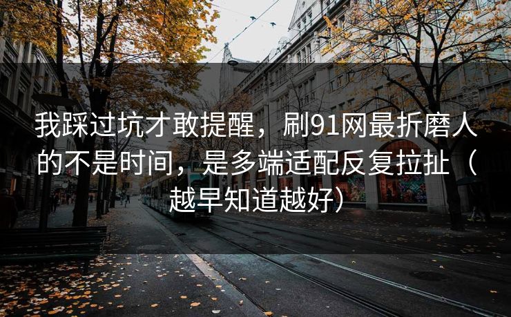 我踩过坑才敢提醒，刷91网最折磨人的不是时间，是多端适配反复拉扯（越早知道越好）